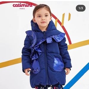 Catimini Baby girl navy blue puffa jacket with ruffles